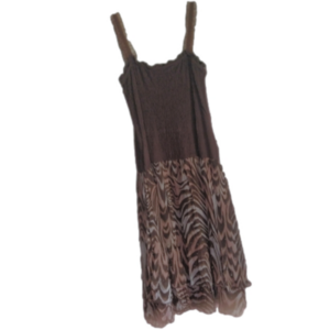♥️ donna RICCO New York size 2 brown with beaded pink white & brown s